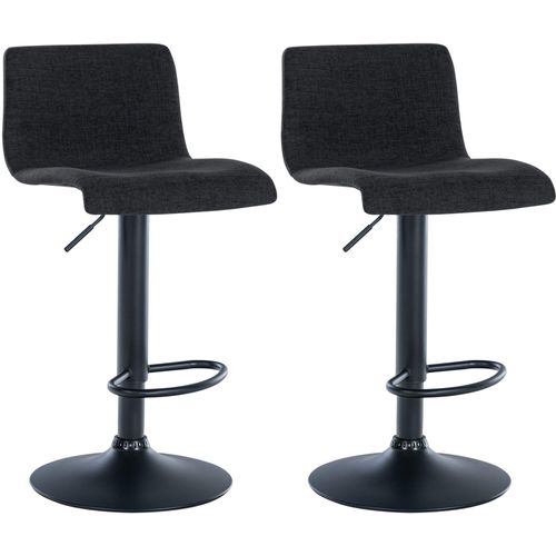 Lot De 2 Tabourets De Bar Design Simple Avec Repose-pieds En Tissu Noir Pieds En Métal Noir 10_000