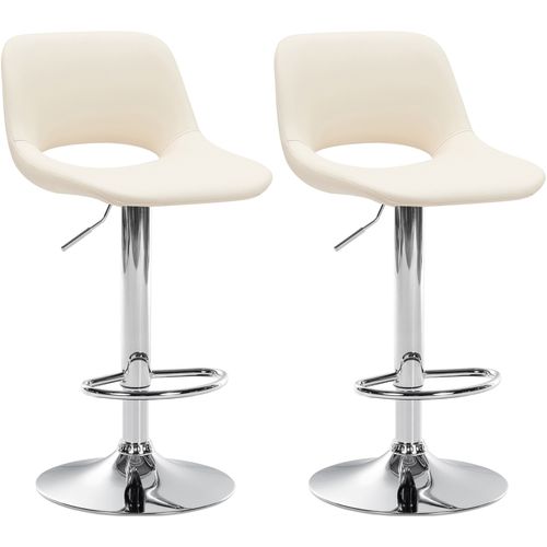 Tabourets De Bar Chaises Haute X2 Avec Repose-pieds En Pvc Crème Piètement Métallique Chromé 10_00