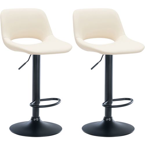 Tabourets De Bar Chaises Haute X2 Avec Repose-pieds En Pvc Crème Piètement Métallique Noir 10_0004