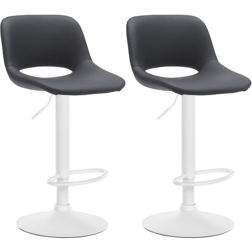 Tabourets De Bar Chaises Haute X2 Avec Repose-pieds En Pvc Noir Piètement Métallique Blanc 10_0004