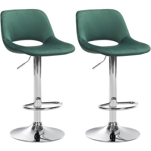 Tabourets De Bar Chaises Haute X2 Avec Repose-pieds En Velours Vert Piètement Métallique Chromé 10
