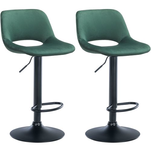 Tabourets De Bar Chaises Haute X2 Avec Repose-pieds En Velours Vert Piètement Métallique Noir 10_0