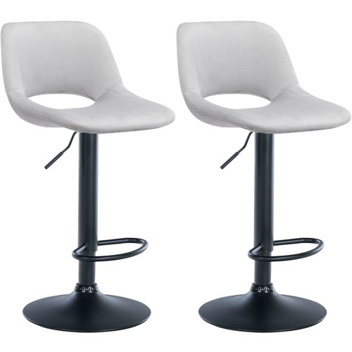 Tabourets De Bar Chaises Haute X2 Avec Repose-pieds En Velours Gris Clair Piètement Métallique