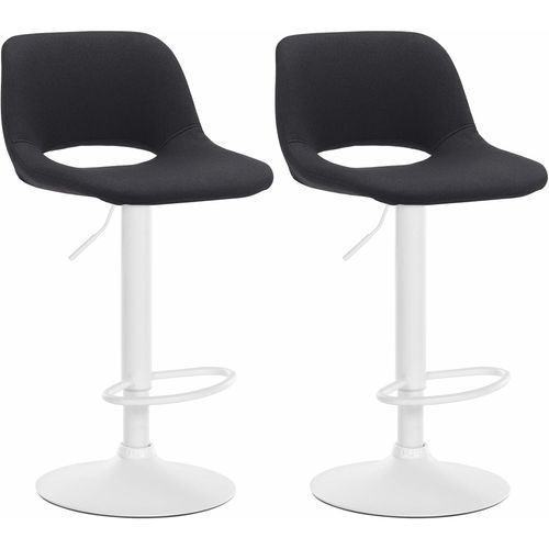 Tabourets De Bar Chaises Haute X2 Avec Repose-pieds En Tissu Noir Piètement Métallique Blanc 10_00