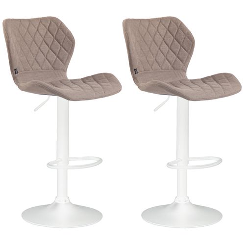 Lot De 2 Tabourets De Bar Avec Coutures Décoratives En Forme De Losanges En Tissu Taupe Et Métal