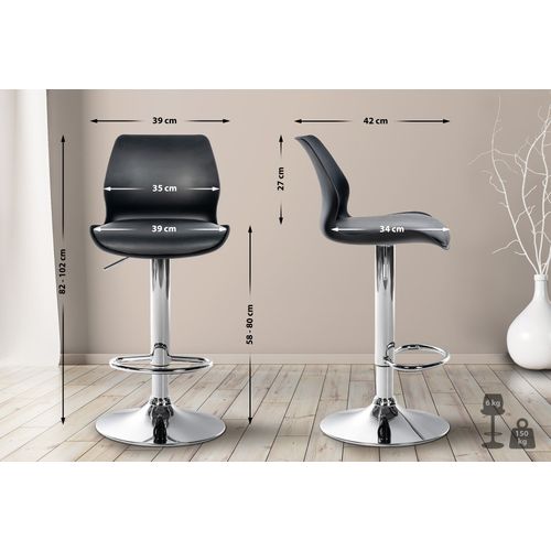 Lot De 2 Tabourets De Bar Avec Repose-pieds Hauteur Réglable Pivotant En Pvc Et Plastique Noir