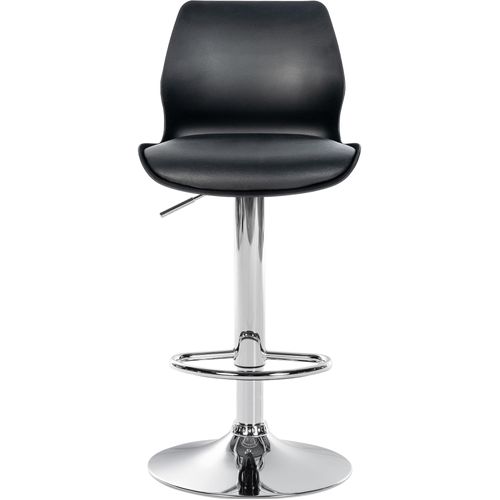 Lot De 2 Tabourets De Bar Avec Repose-pieds Hauteur Réglable Pivotant En Pvc Et Plastique Noir