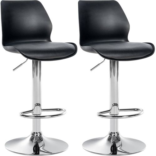 Lot De 2 Tabourets De Bar Avec Repose-pieds Hauteur Réglable Pivotant En Pvc Et Plastique Noir
