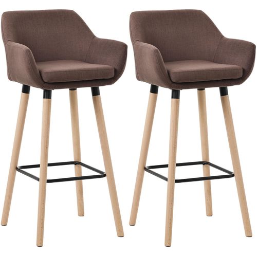 Lot De 2 Tabourets De Bar Lounge Design Scandinave Assise En Tissu Café Pieds En Bois Repose-pieds