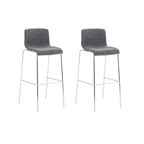 Lot De 2 Tabourets De Bar En Métal Et Tissu Gris Clair 10_0004195