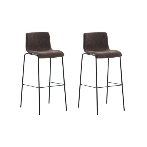 Lot De 2 Tabourets De Bar Avec Repose-pieds Dossier Incurvé En Tissu Marron Et 4 Pieds En Métal