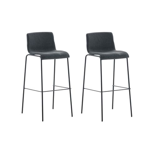 Lot De 2 Tabourets De Bar Avec Repose-pieds Dossier Incurvé En Tissu Gris Foncé Et 4 Pieds En Métal