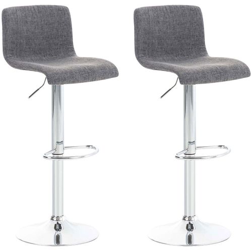 Set De 2 Tabourets De Bar Repose-pied Confortable En Tissu Gris Clair Et Métal Chromé 10_0004207
