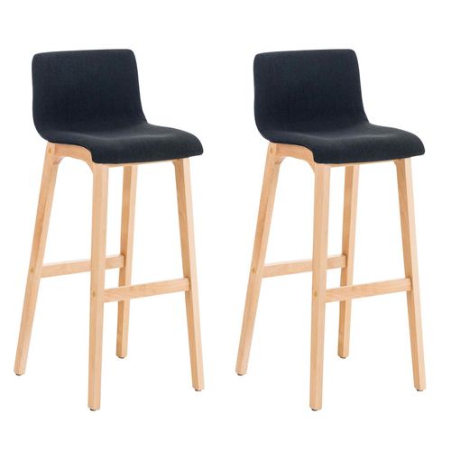 Lot De 2 Tabourets De Bar Design Avec Structure De 4 Pieds En Bois Et Assise En Tissu Noir 10_0004