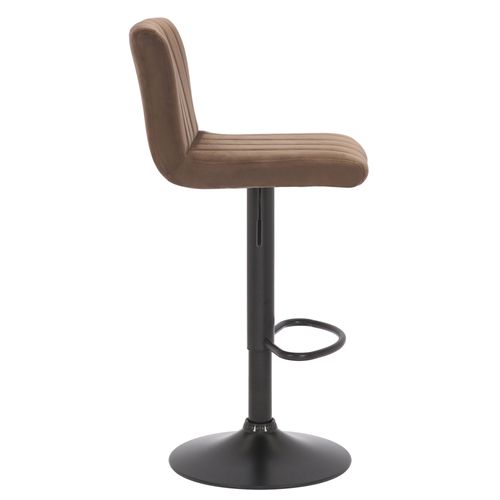 Lot De 2 Tabourets De Bar Pivotant Hauteur Réglable Assise Surpiqué En Velours Marron Et Métal Noir
