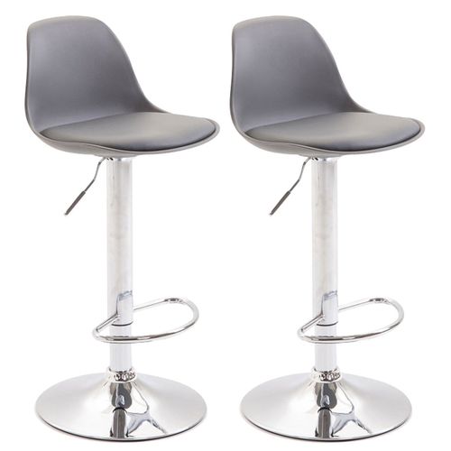 Lot De 2 Tabourets De Bar Moderne Et Confortable Assise En Pvc Gris Coque En Plastique