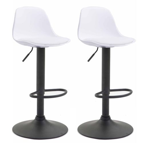 Lot De 2 Tabourets De Bar Moderne Et Confortable Assise En Pvc Blanc Coque En Plastique