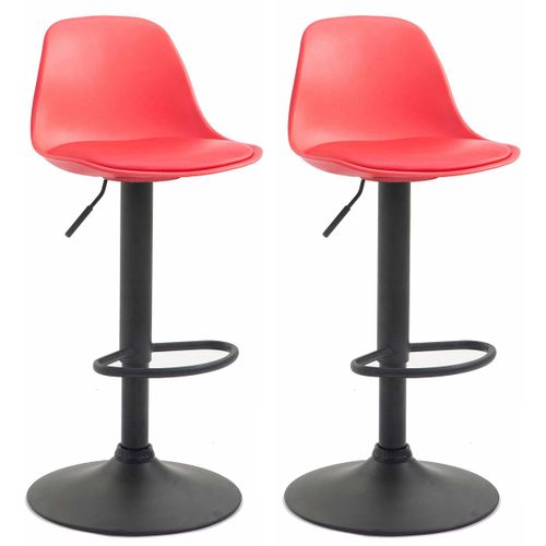 Lot De 2 Tabourets De Bar Moderne Et Confortable Assise En Pvc Rouge Coque En Plastique Et Pieds