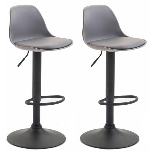 Lot De 2 Tabourets De Bar Moderne Et Confortable Assise En Pvc Gris Coque En Plastique