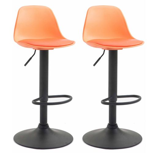 Lot De 2 Tabourets De Bar Moderne Et Confortable Assise En Pvc Orange Coque En Plastique Et Pieds