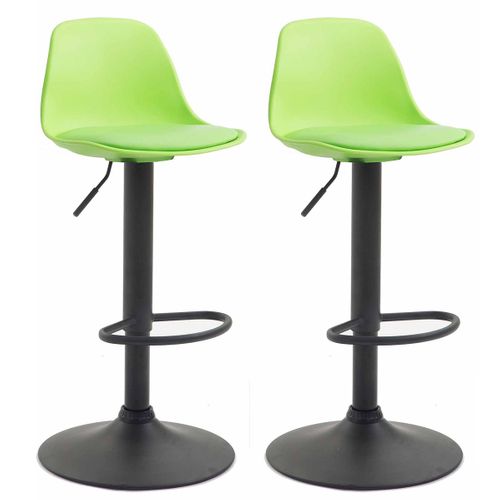 Lot De 2 Tabourets De Bar Moderne Et Confortable Assise En Pvc Vert Coque En Plastique Et Pieds