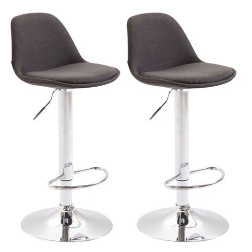 Lot De 2 Tabourets De Bar Moderne Et Confortable Assise En Tissu Gris Foncé Et Pieds En Métal