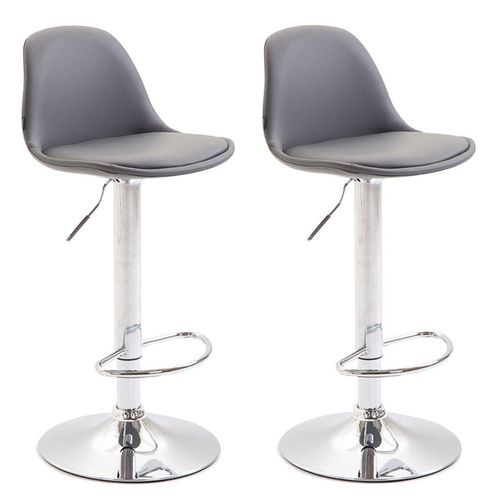 Lot De 2 Tabourets De Bar Moderne Et Confortable Assise En Pvc Gris Coque En Plastique Et Pieds