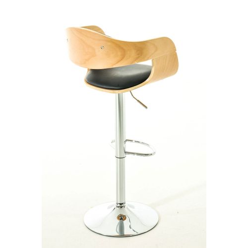 Lot De 2 Tabourets De Bar Design Scandinave En Pvc Noir Et Structure En Bois Couleur Clair 10_0004