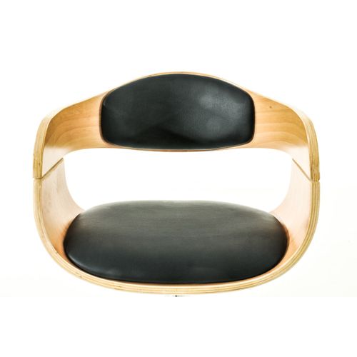 Lot De 2 Tabourets De Bar Design Scandinave En Pvc Noir Et Structure En Bois Couleur Clair 10_0004