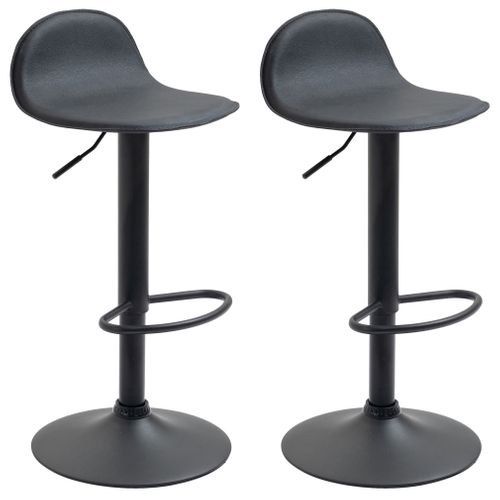 Lot De 2 Tabourets De Bar Avec Repose-pieds En Pvc Noir Pied Trompète En Métal Noir 10_0004261
