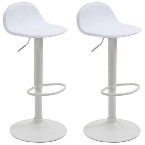 Lot De 2 Tabourets De Bar Avec Repose-pieds En Pvc Blanc Pied Trompète En Métal Blanc 10_0004263