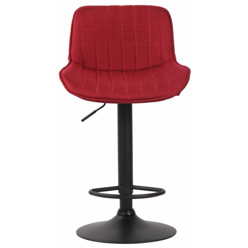 Lot De 2 Tabourets De Bar Chaises Hautes En Tissu Rouge Coutures Verticales Support En Métal Noir