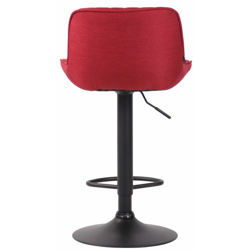Lot De 2 Tabourets De Bar Chaises Hautes En Tissu Rouge Coutures Verticales Support En Métal Noir
