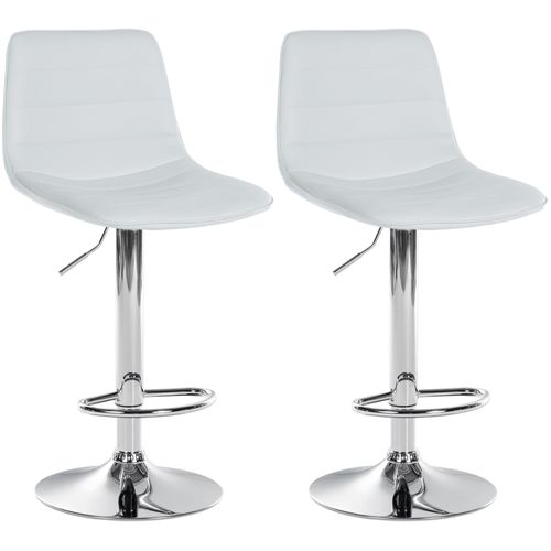 Lot De 2 Tabourets De Bar Chaises Hautes Avec Repose-pieds Incurvé En Pvc Blanc