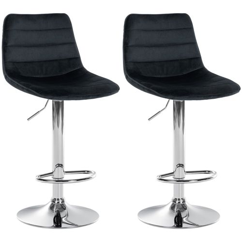 Lot De 2 Tabourets De Bar Chaises Hautes Avec Repose-pieds Incurvé En Velours Noir Structure Métal