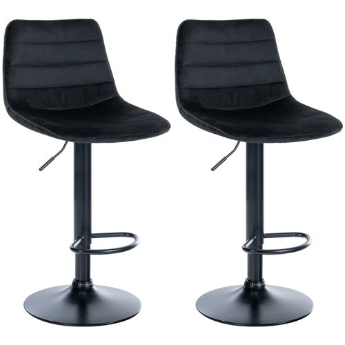 Lot De 2 Tabourets De Bar Chaises Hautes Avec Repose-pieds Incurvé En Velours Noir Structure Métal