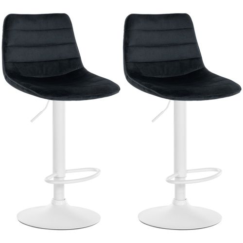 Lot De 2 Tabourets De Bar Chaises Hautes Avec Repose-pieds Incurvé En Velours Noir Structure Métal
