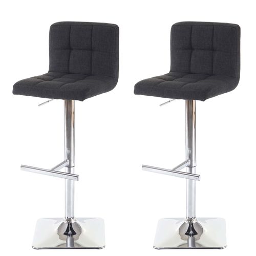 Lot De 2 Tabourets De Bar Chaises Hautes Rotatif Avec Dossier En Tissu / Textile Gris Foncé