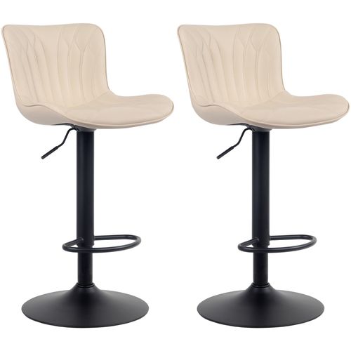 Lot De 2 Tabourets De Bar Chaises Hautes Avec Coutures Décoratives En Pvc Crème Pieds En Métal