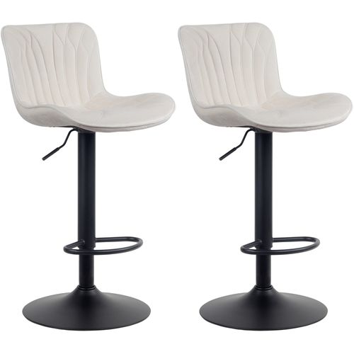 Lot De 2 Tabourets De Bar Chaises Hautes Avec Coutures Décoratives En Tissu Crème Pieds En Métal