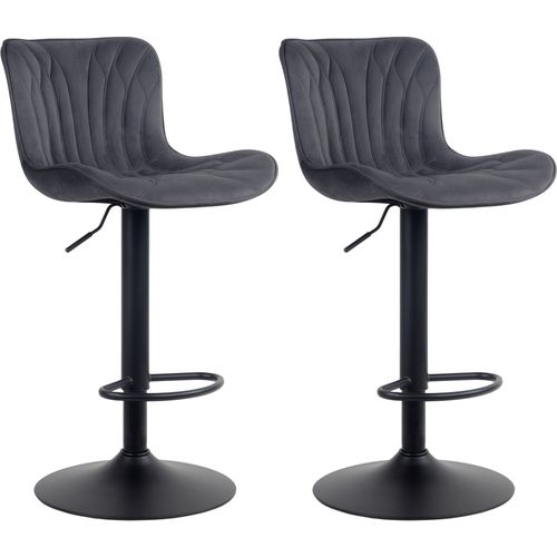 Lot De 2 Tabourets De Bar Chaises Hautes Avec Coutures Décoratives En Tissu Velours Noir Pieds En