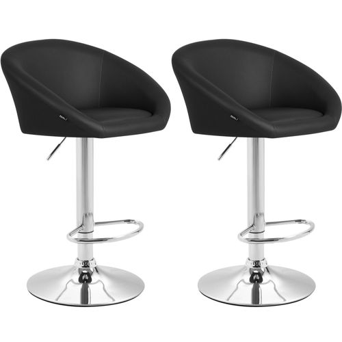 Lot De 2 Tabourets De Bar Chaises Hautes Design Moderne En Pvc Noir Et Métal Chromé 10_0004347