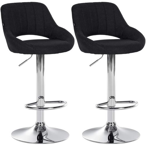 Lot De 2 Tabourets De Bar Avec Repose-pieds Pivotant Et Réglable En Tissu Noir Et Métal 10_0004354