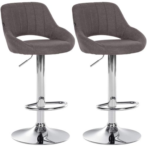 Lot De 2 Tabourets De Bar Avec Repose-pieds Pivotant Et Réglable En Tissu Gris Foncé Et Métal 10_0