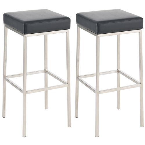 Lot De 2 Tabourets De Bar Avec Repose-pieds Design Simple Hauteur 80 Cm Assise En Pvc Noir