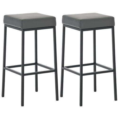 Lot De 2 Tabourets De Bar Avec Repose-pieds Design Simple Assise Hauteur 80 Cm En Pvc Gris