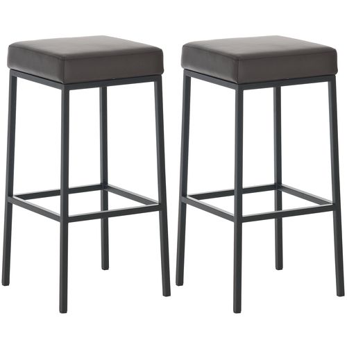 Lot De 2 Tabourets De Bar Avec Repose-pieds Design Simple Hauteur 80 Cm Assise En Pvc Marron