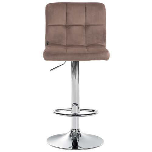 Lot De 2 Tabourets De Bar En Velours Marron Avec Coutures Décoratives Pied En Trompette Métal Chromé