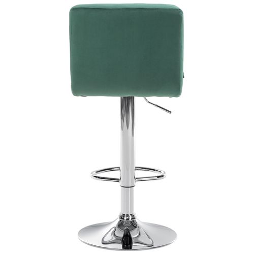Lot De 2 Tabourets De Bar En Velours Vert Avec Coutures Décoratives Pied En Trompette Métal Chromé