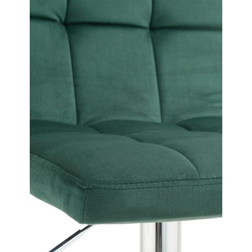 Lot De 2 Tabourets De Bar En Velours Vert Avec Coutures Décoratives Pied En Trompette Métal Chromé